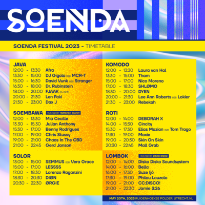 Time table release - Soenda Festival 2023